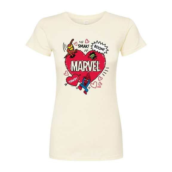 Marvel The Avengers - Valentines Doodle - Juniors Fitted Graphic T-Shirt