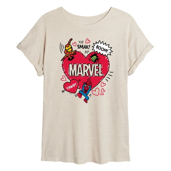 Marvel The Avengers - Valentines Doodle - Women's Oversized Graphic T-Shirt