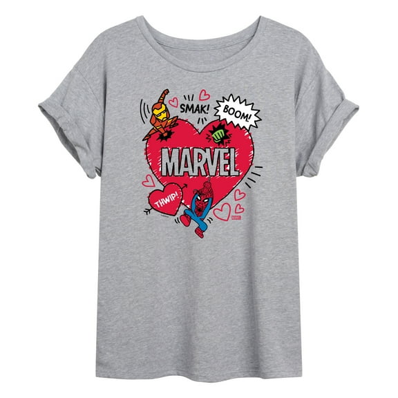 Marvel The Avengers - Valentines Doodle - Women's Oversized Graphic T-Shirt