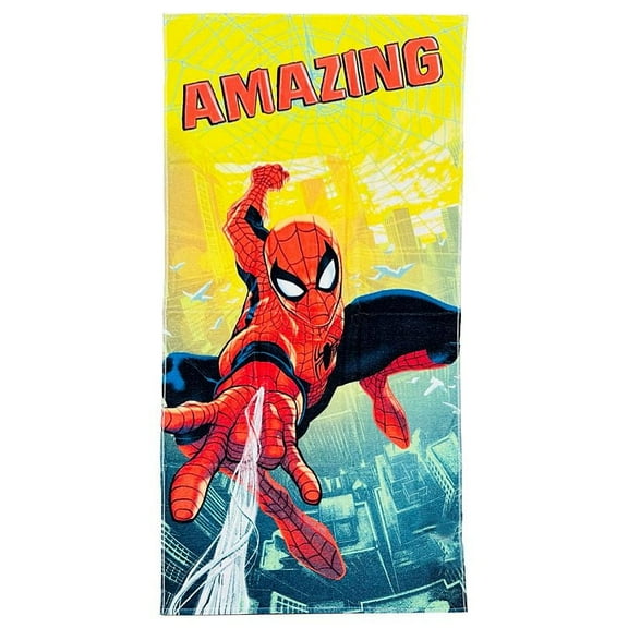 Spider Man Printed Beach Towel ,Marvel by The Big One for Kids