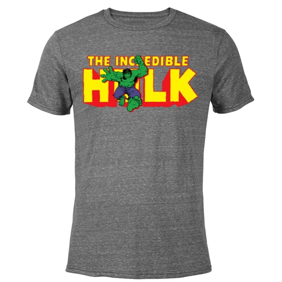 Marvel The Incredible Hulk Retro Comic Logo - Short Sleeve Blended T-Shirt for Adults – Customized-Dark Heather