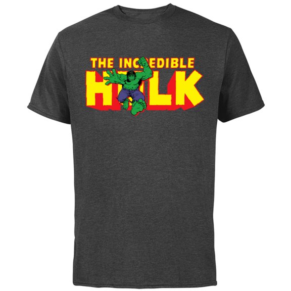 Marvel The Incredible Hulk Retro Comic Logo - Short Sleeve Cotton T-Shirt for Adults - Customized-Charcoal