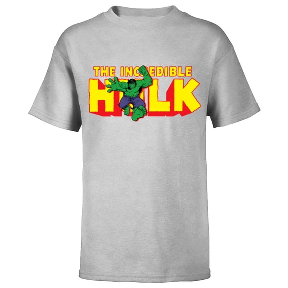Marvel The Incredible Hulk Retro Comic Logo - Short Sleeve T-Shirt for Kids – Customized-Athletic Heather