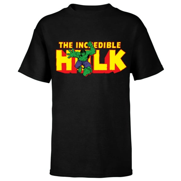 Marvel The Incredible Hulk Retro Comic Logo - Short Sleeve T-Shirt for Kids – Customized-Black