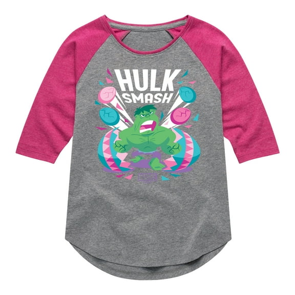 Marvel The Incredible Hulk - Smash Easter - Toddler And Youth Girls Shirt Tail Raglan