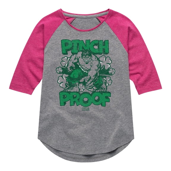 Marvel The Incredible Hulk - St Patrick's Day Pinch Proof - Toddler And Youth Girls Shirt Tail Raglan