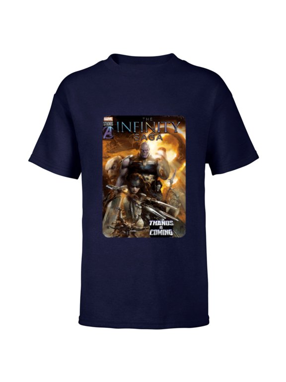 The Infinity Saga Thanos is Coming Comic Cover - Short Sleeve T-Shirt for Kids - Customized-Navy