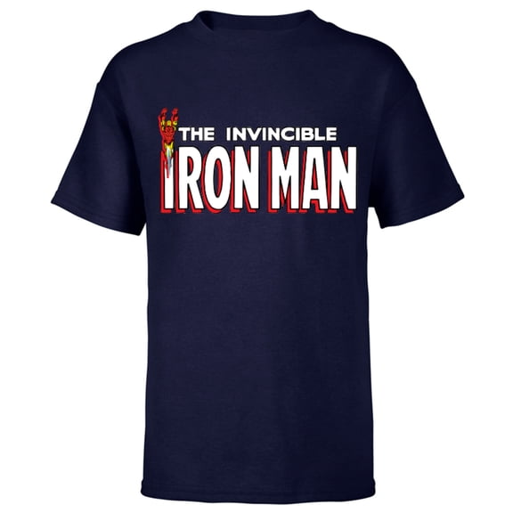 Marvel The Invincible Iron Man Retro Comic Book - Short Sleeve T-Shirt for Kids – Customized-Navy