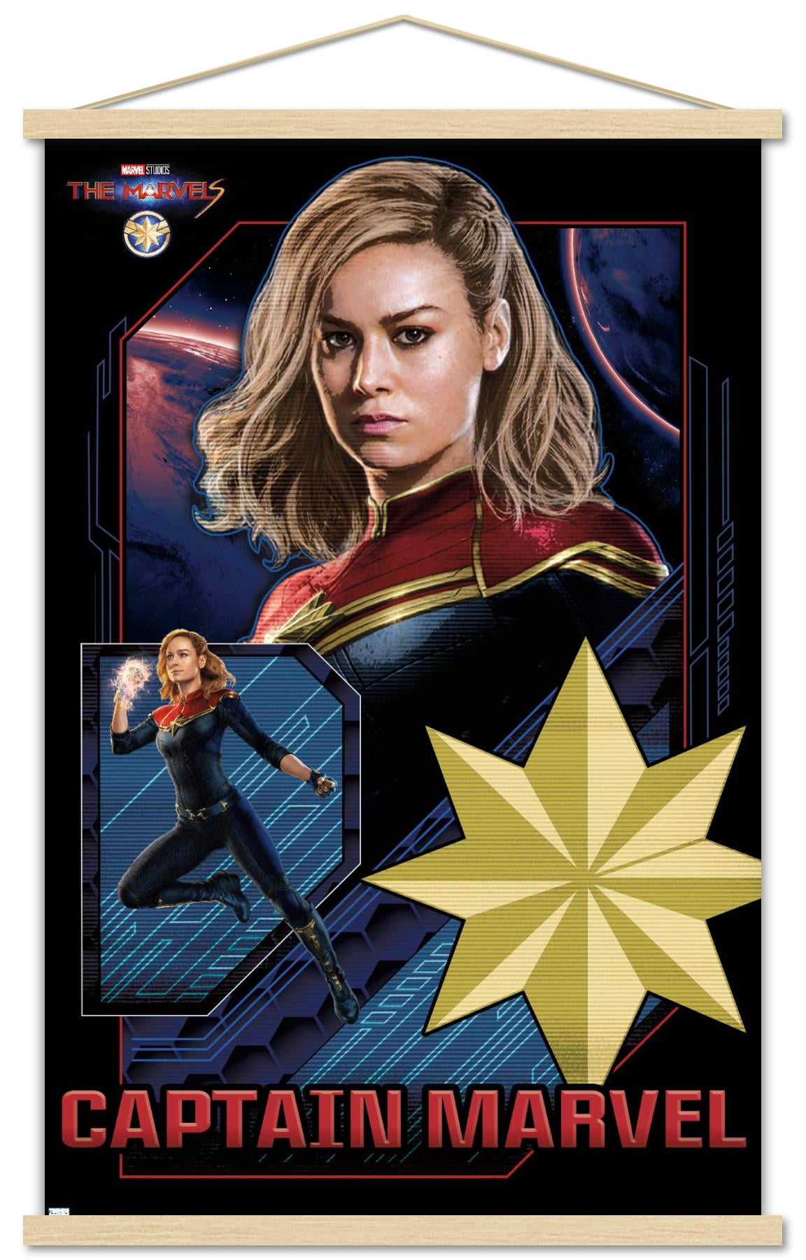 Marvel The Marvels Captain Marvel Wall Poster with Frame, 22