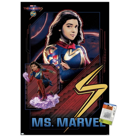 Marvel The Marvels - Ms. Marvel Wall Poster with Pushpins, 22.375" x 34"