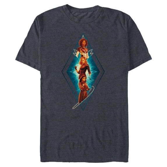 Marvel The Marvels Photon Captain Marvel Ms. Marvel Diamond - Short Sleeve Blended T-Shirt for Adults - Customized-Navy Heather