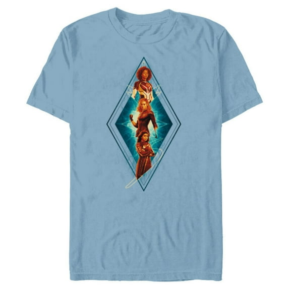Marvel The Marvels Photon Captain Marvel Ms. Marvel Diamond - Short Sleeve Blended T-Shirt for Adults - Customized-Ocean Blue