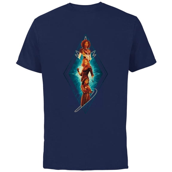 Marvel The Marvels Photon Captain Marvel Ms. Marvel Diamond - Short Sleeve Cotton T-Shirt for Adults - Customized-Navy