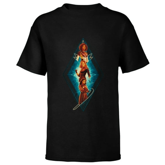 Marvel The Marvels Photon Captain Marvel Ms. Marvel Diamond - Short Sleeve T-Shirt for Kids - Customized-Black