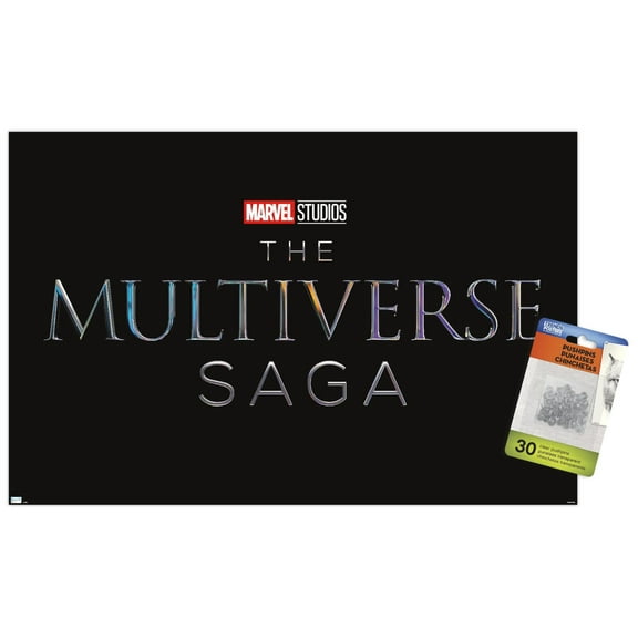 Marvel The Multiverse Saga - Logo Wall Poster with Push Pins, 14.725" x 22.375"