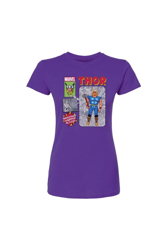 Thor - Action Figure - Juniors Fitted Graphic T-Shirt