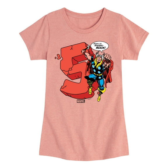 Marvel Thor - Birthday Five - Toddler and Youth Girls Fitted Short Sleeve Graphic T-Shirt
