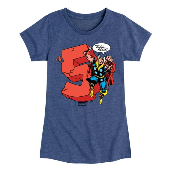 Marvel Thor - Birthday Five - Toddler and Youth Girls Fitted Short Sleeve Graphic T-Shirt