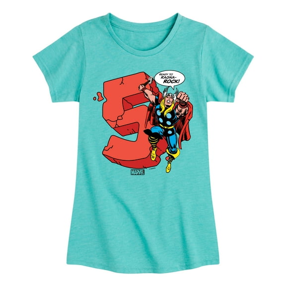 Marvel Thor - Birthday Five - Toddler and Youth Girls Fitted Short Sleeve Graphic T-Shirt