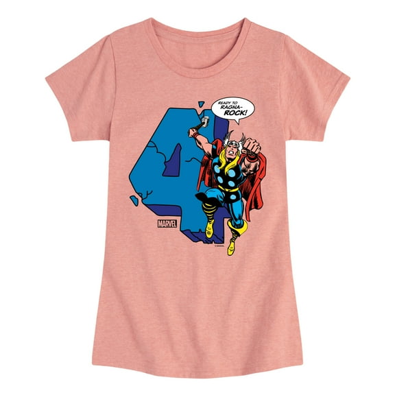 Marvel Thor - Birthday Four - Toddler and Youth Girls Fitted Short Sleeve Graphic T-Shirt