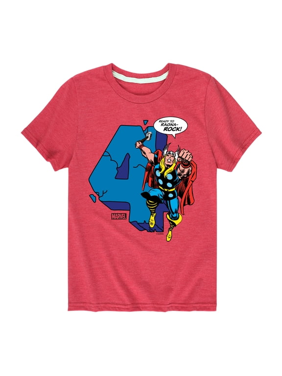 - Thor Birthday Four Boys' Short Sleeve Graphic T-Shirt