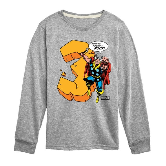 Marvel Thor - Birthday Three - Toddler and Youth Long Sleeve Graphic T-Shirt