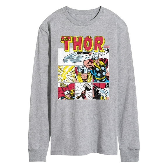 Marvel Thor - Comic Book Grid - Men's Long Sleeve Graphic T-Shirt