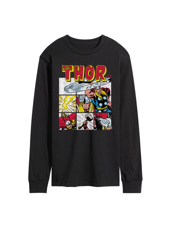- Thor Comic Book Grid Men's Long Sleeve Graphic T-Shirt