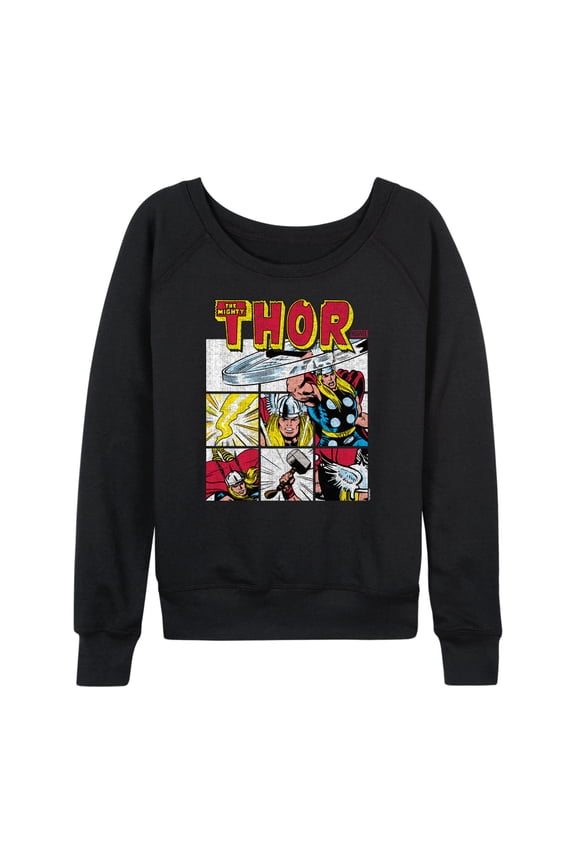 Thor - Comic Book Grid - Women's French Terry Pullover Sweatshirt