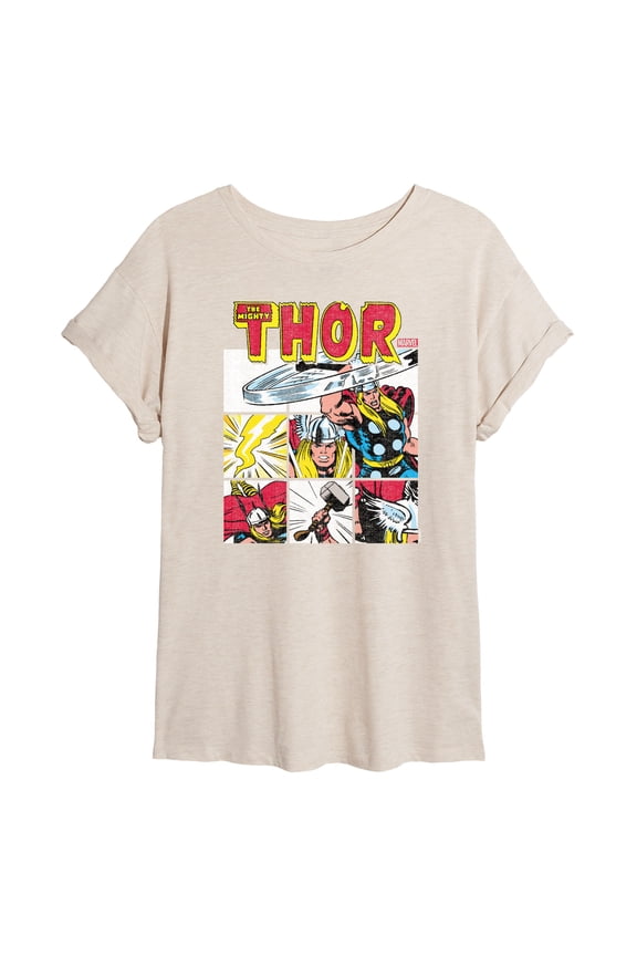 Thor - Comic Book Grid - Women's Oversized Graphic T-Shirt