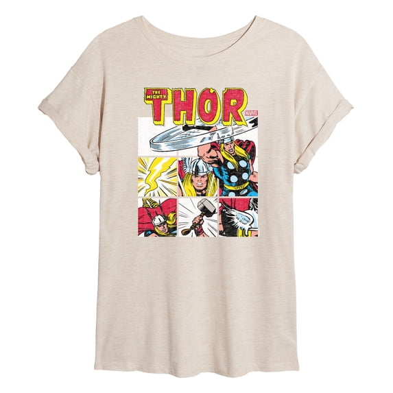 Marvel Thor - Comic Book Grid - Women's Oversized Graphic T-Shirt