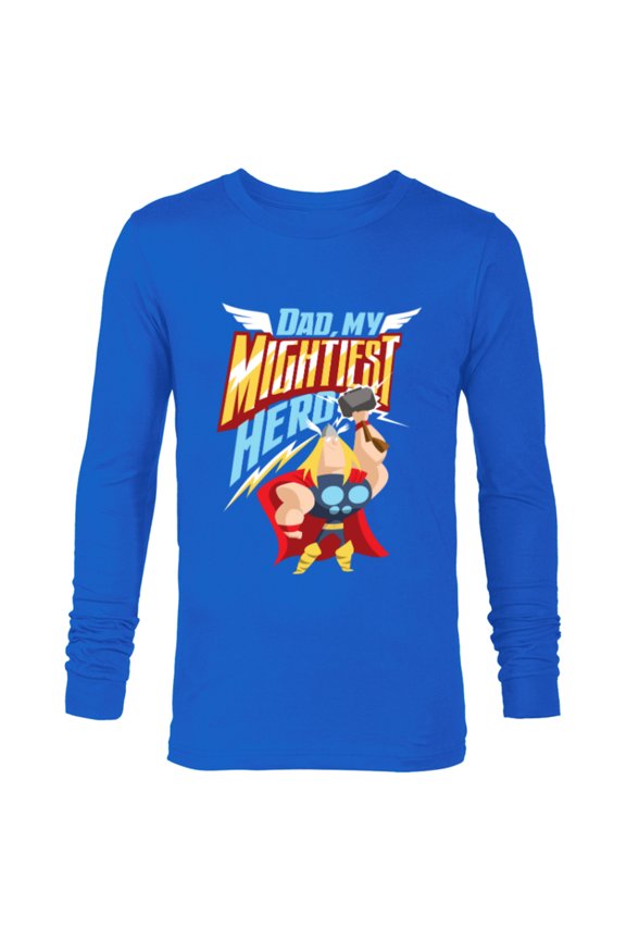Thor Dad, My Mightiest Hero Father’s Day - Long Sleeve T-Shirt for Men - Customized-Navy