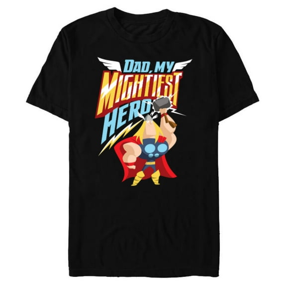 Marvel Thor Dad, My Mightiest Hero Father’s Day - Short Sleeve Blended T-Shirt for Adults - Customized-Black