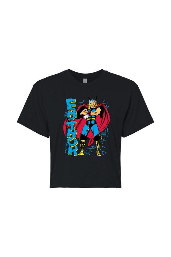 Thor - Fathor - Juniors Cropped Graphic T-Shirt