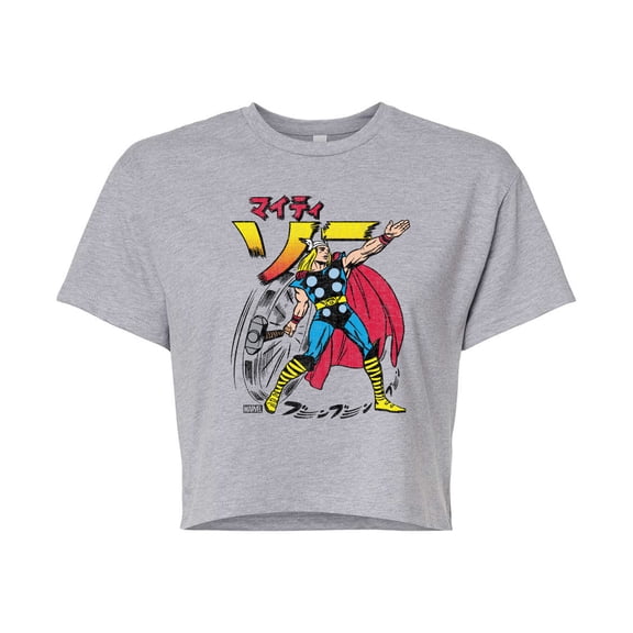 Marvel Thor - Katakana - Juniors Cropped Graphic T-Shirt