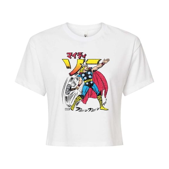 Marvel Thor - Katakana - Juniors Cropped Graphic T-Shirt