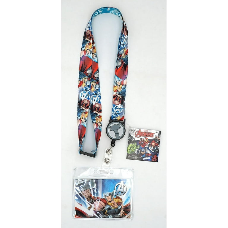 Marvel Thor Lanyard with Zip Lock Card Holder - Thor Lanyard for Keys, Badge,  and ID Holder, Marvel Thor Keychain Includes Clear Zip Lock Card Pass Holder  with Retractable String and Clip
