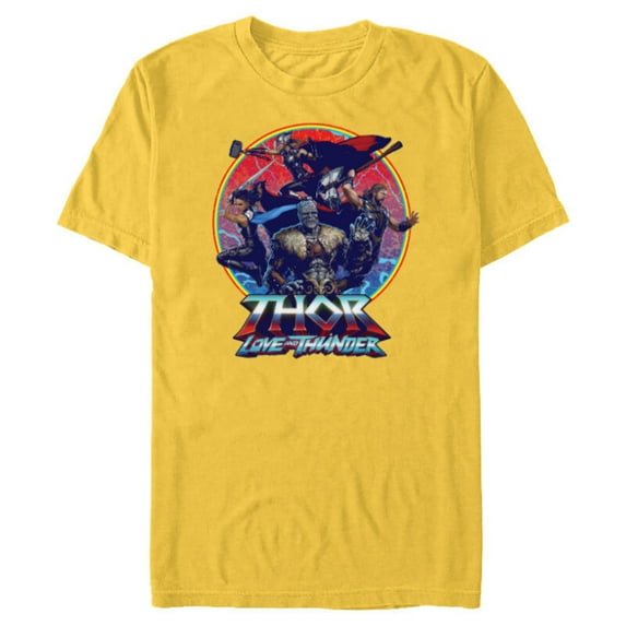 Marvel Thor: Love and Thunder Character Badge - Short Sleeve Blended T-Shirt for Adults - Customized-Yellow