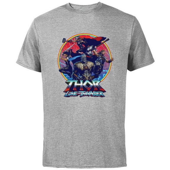 Marvel Thor: Love and Thunder Character Badge - Short Sleeve Cotton T-Shirt for Adults - Customized-Athletic Heather