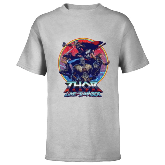 Marvel Thor: Love and Thunder Character Badge - Short Sleeve T-Shirt for Kids - Customized-Athletic Heather