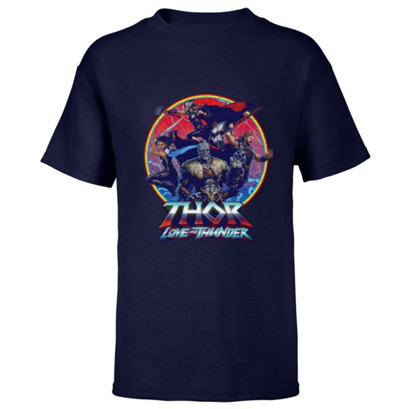Marvel Thor: Love and Thunder Character Badge - Short Sleeve T-Shirt for Kids - Customized-Navy