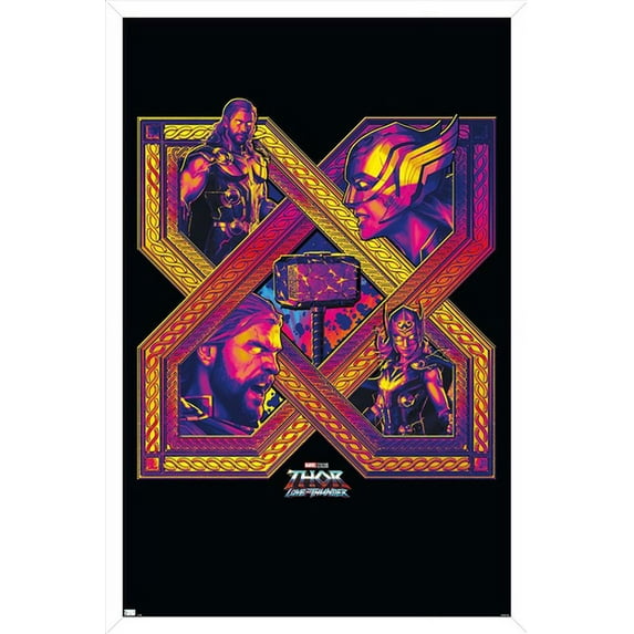 Marvel Thor: Love and Thunder - Cross Wall Poster, 14.725" x 22.375" Framed