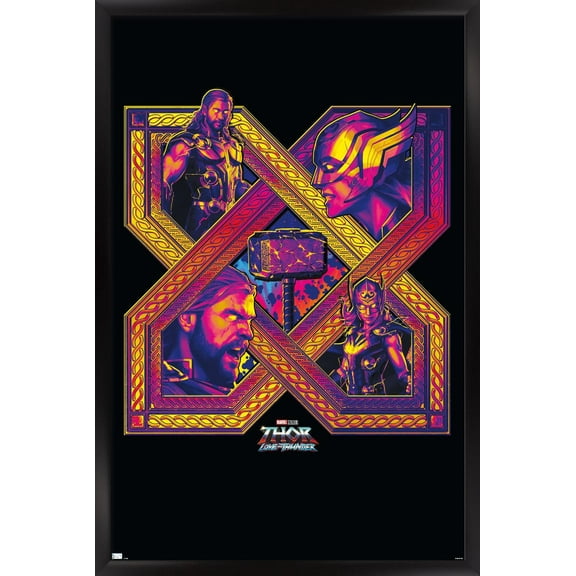 Marvel Thor: Love and Thunder - Cross Wall Poster, 14.725" x 22.375" Framed