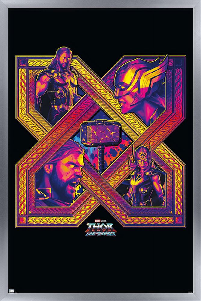 Marvel Thor: Love and Thunder - Cross Wall Poster, 14.725" x 22.375" Framed