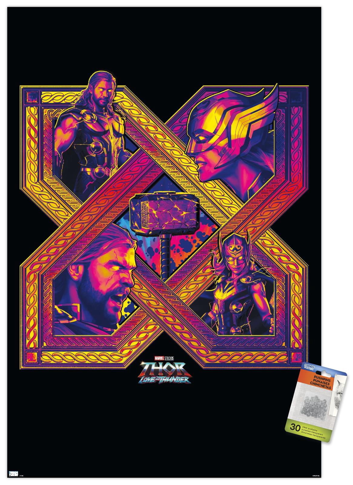 Marvel Thor: Love and Thunder - Cross Wall Poster with Pushpins, 22.375" x 34"