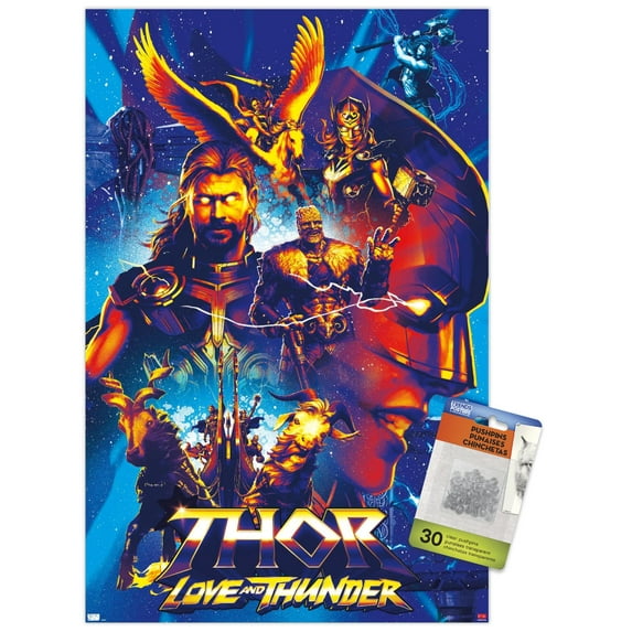 Marvel Thor: Love and Thunder - Group Wall Poster with Push Pins, 14.725" x 22.375"