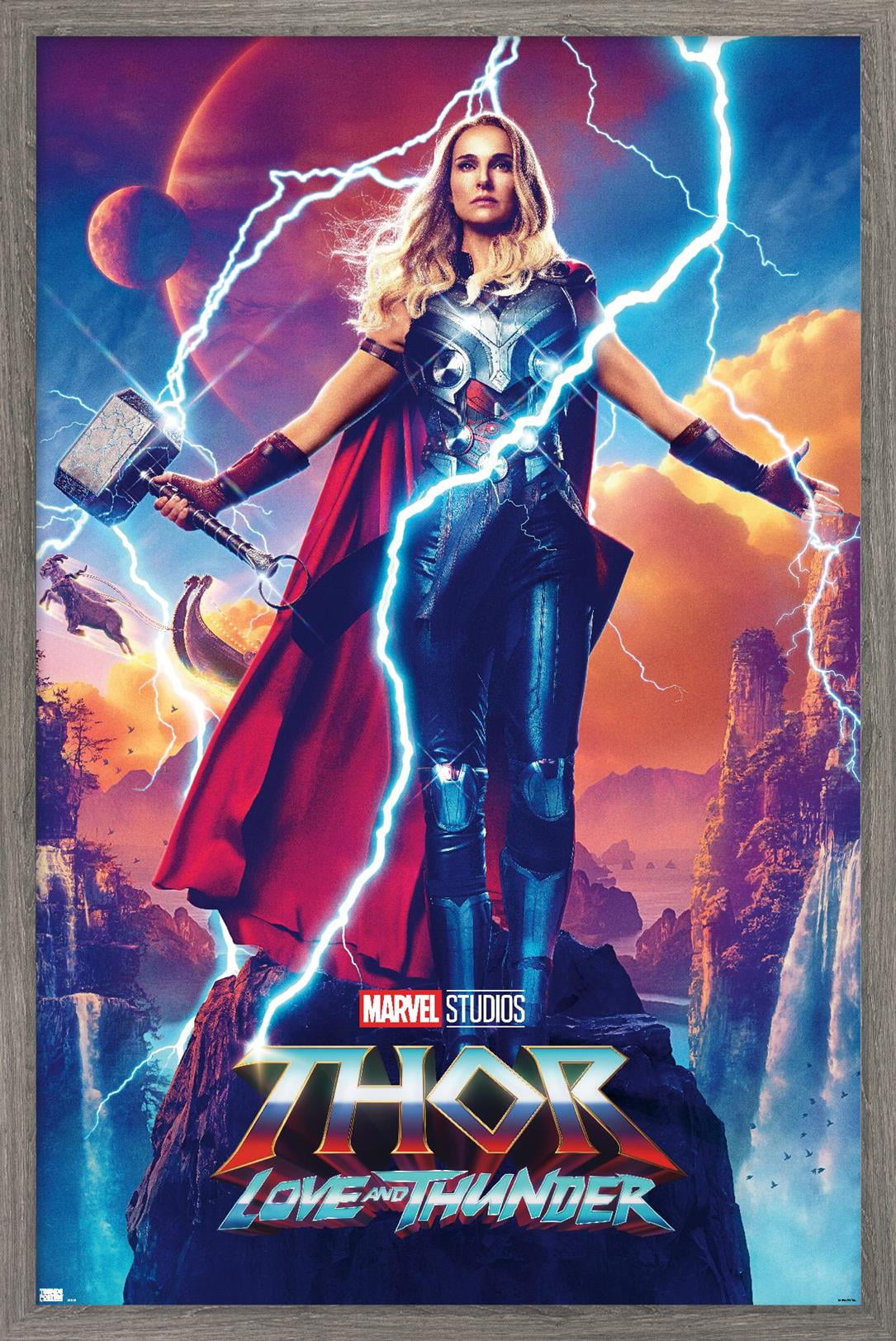 Marvel Thor: Love and Thunder - Jane Foster One Sheet Wall Poster, 14.725" x 22.375" Framed