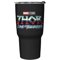 Marvel: Thor: Love and Thunder Metallic Logo Stainless Steel Tumbler w/Lid Black 27 oz.