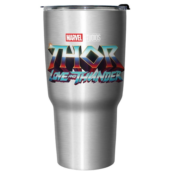 Marvel: Thor: Love and Thunder Metallic Logo Stainless Steel Tumbler w/Lid Stainless Steel 27 oz.