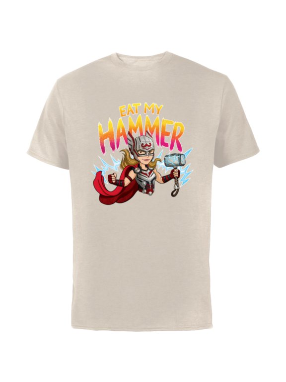 Thor: Love and Thunder Mighty Thor Eat My Hammer - Short Sleeve Cotton T-Shirt for Adults - Customized-Natural